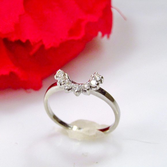 Diamond Ring Enhancer Solid 14k White Gold Size 5.75 Genuine Natural Real - Picture 2 of 7